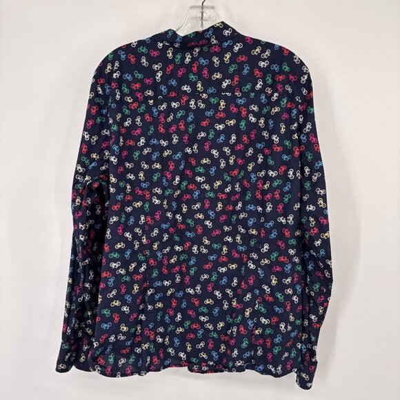 Talbots womens Button-Up Long Sleeve Shirt Bicycle Print 100% Cotton size XL - Picture 11 of 12